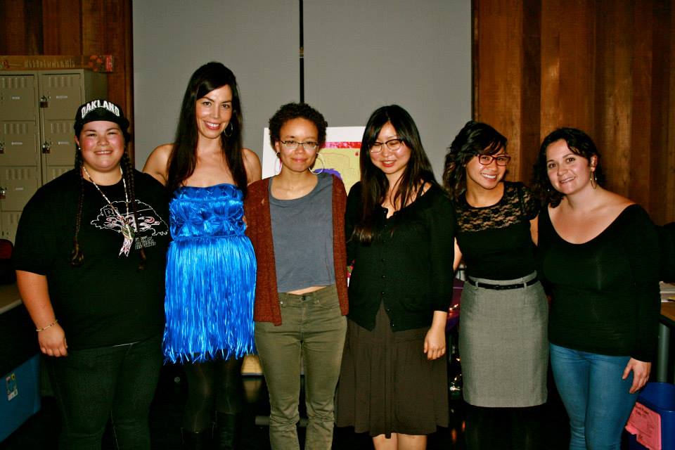 Ina Kelleher (far right) and Kim Tran (second from the right) with other womyn from the Oakland fundraiser.